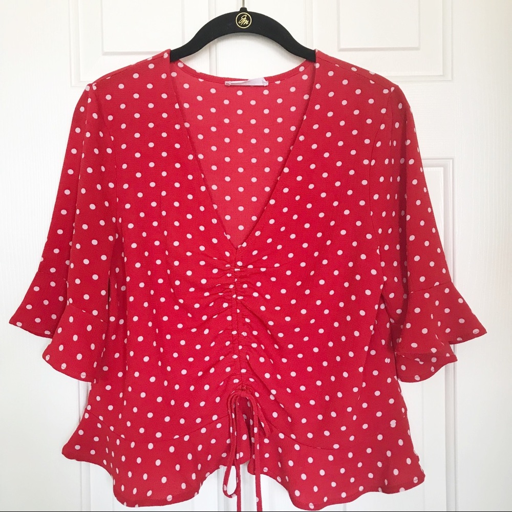 Elodie Ruffle Sleeve Cinched Blouse